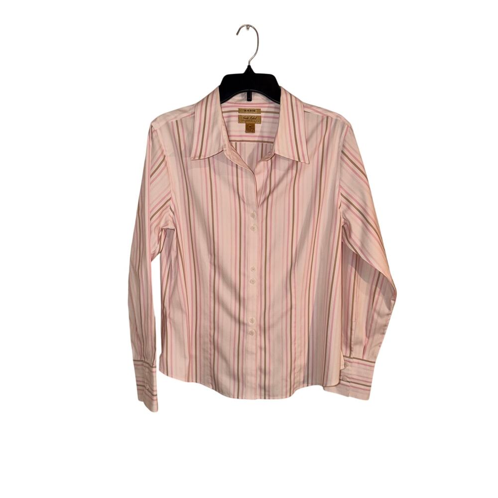 Gold Label Investments Women’s Size 14 Pink Striped Cotton Button Down Shirt